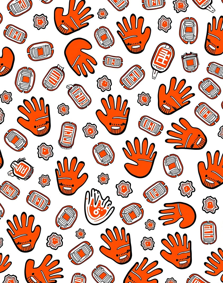Orange Hand Starburst Stadium Repeat Rug