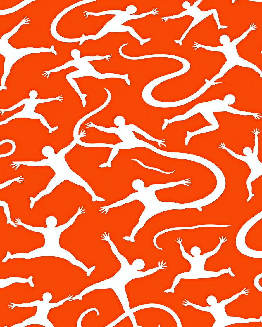Orange and White Abstract Human Movement Rug