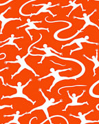 Orange and White Abstract Human Movement Rug