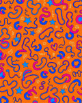Playful Orange Blue Pink Abstract Swirls Rug