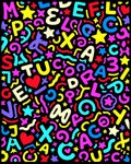 Playful Alphabet Hearts Confetti Rug