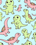 Playful Pink Green Dinosaur Repeat Rug
