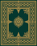 Emerald Green Golden Ornate Medallion Rug