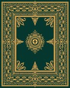Emerald Green Golden Ornate Medallion Rug
