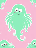 Cute Teal Octopus Pink Background Rug
