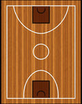 Wooden Basketball Court Lines Rug