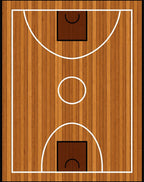 Wooden Basketball Court Lines Rug