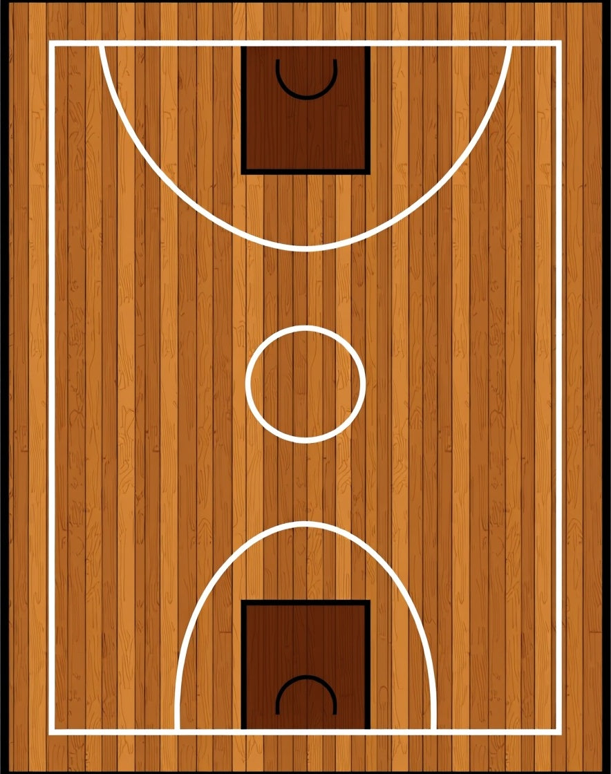 Wooden Basketball Court Lines Rug