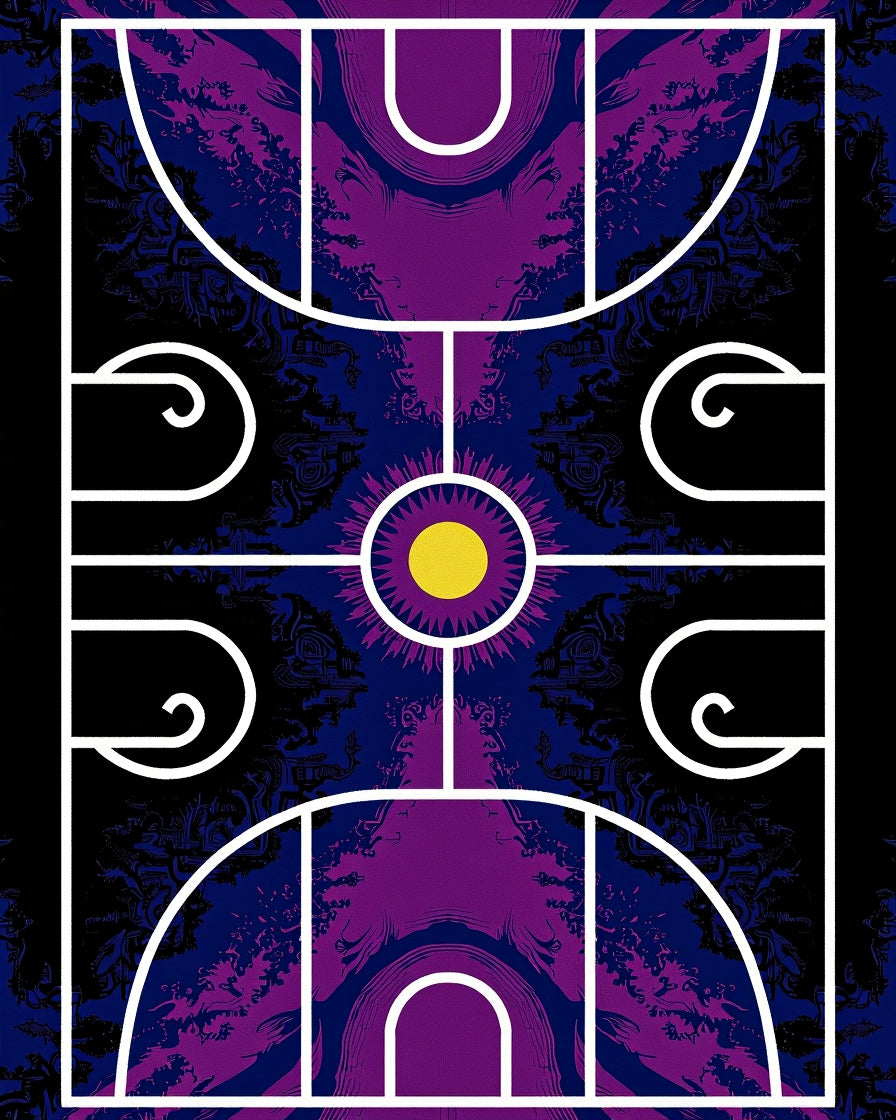 Vibrant Blue Purple Sun Court Rug