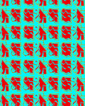 Red Abstract Geometric Tiles Rug