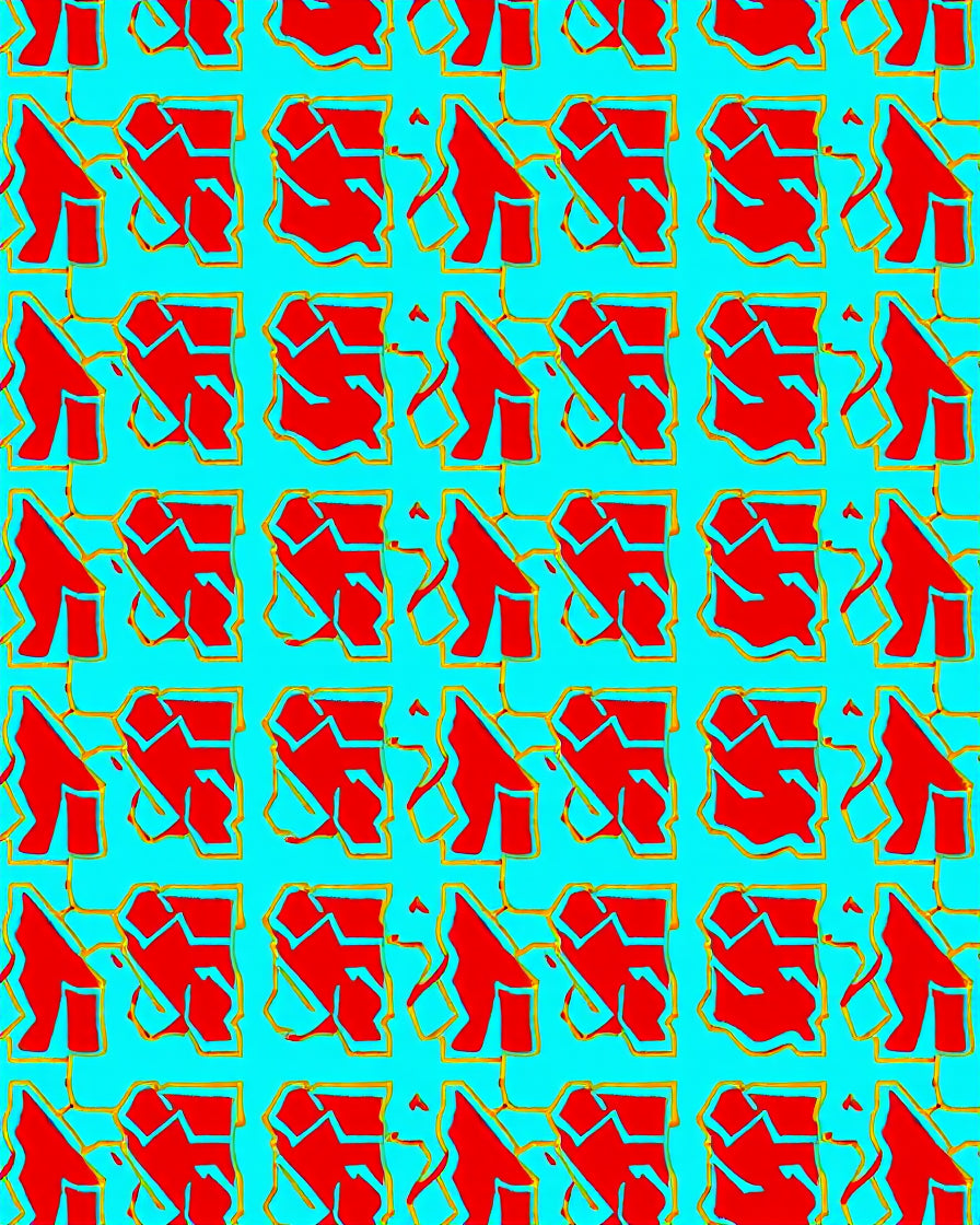 Red Abstract Geometric Tiles Rug