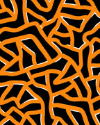 Organic Orange Black Intertwined Lines Rug