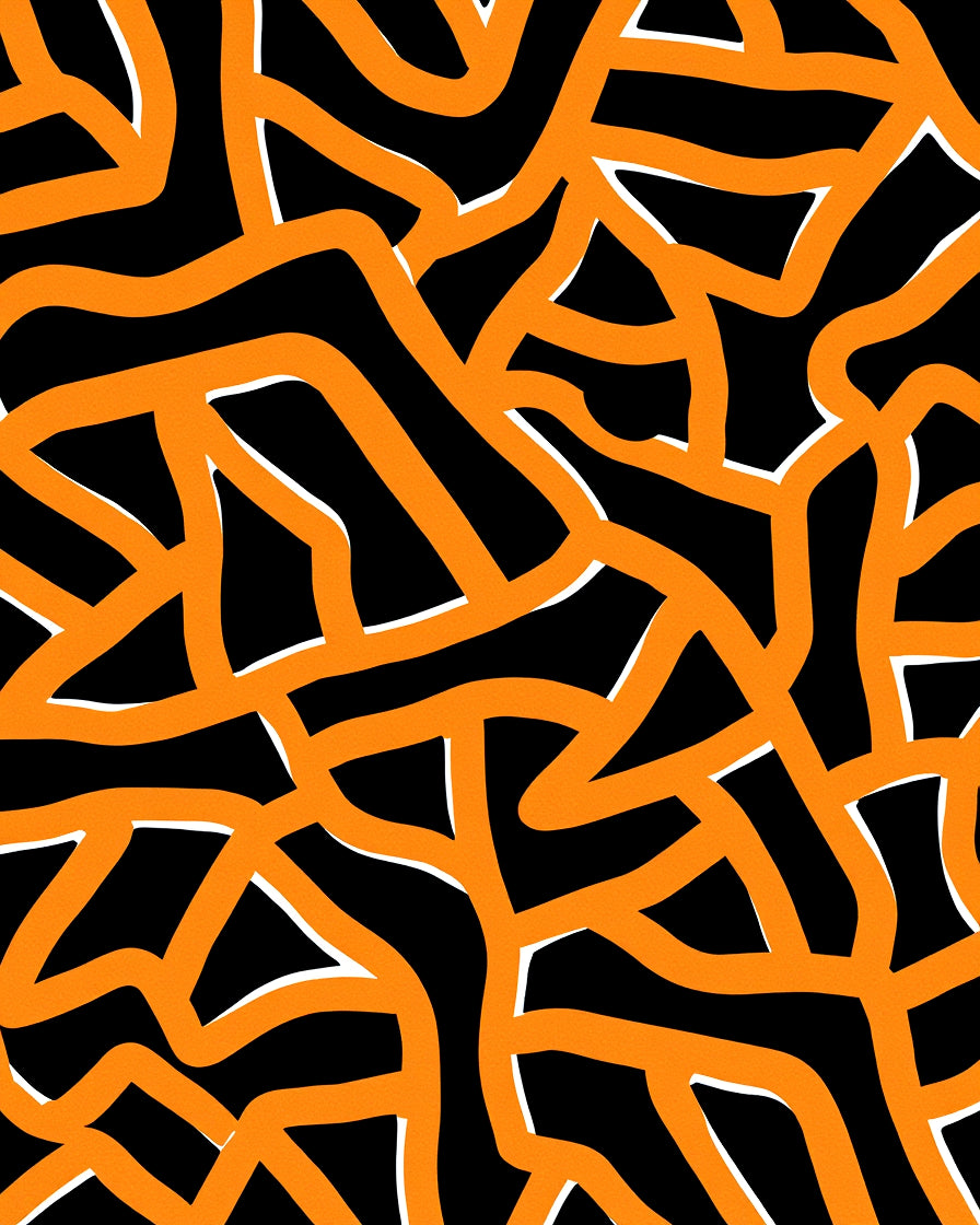 Organic Orange Black Intertwined Lines Rug