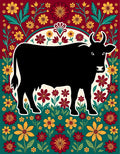 Black Cow Floral Meadow Rug