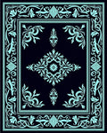 Aqua Art Nouveau Floral Scroll Rug