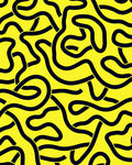 Bold Black Yellow Intertwined Lines Rug