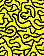 Bold Black Yellow Intertwined Lines Rug