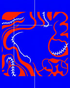 Bold Cobalt Orange Swirl Botanical Rug