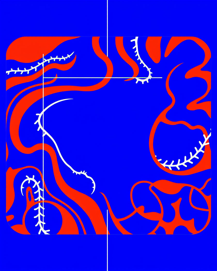 Bold Cobalt Orange Swirl Botanical Rug