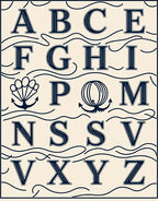 Nautical Alphabet Navy Ivory Waves Rug