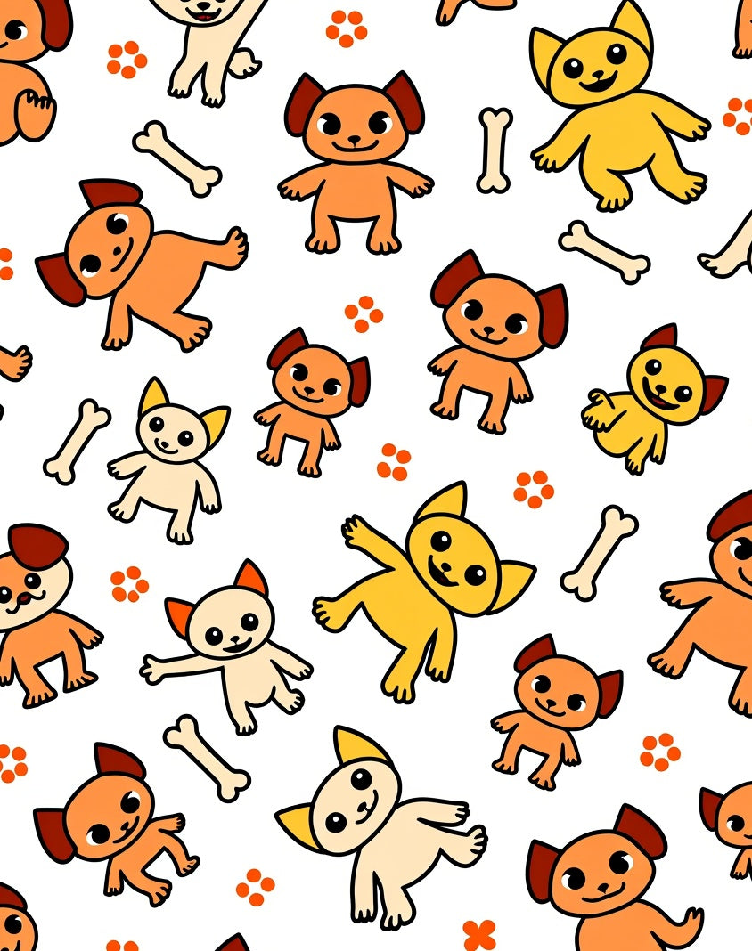 Whimsical Puppy Bone Playful Collage Rug
