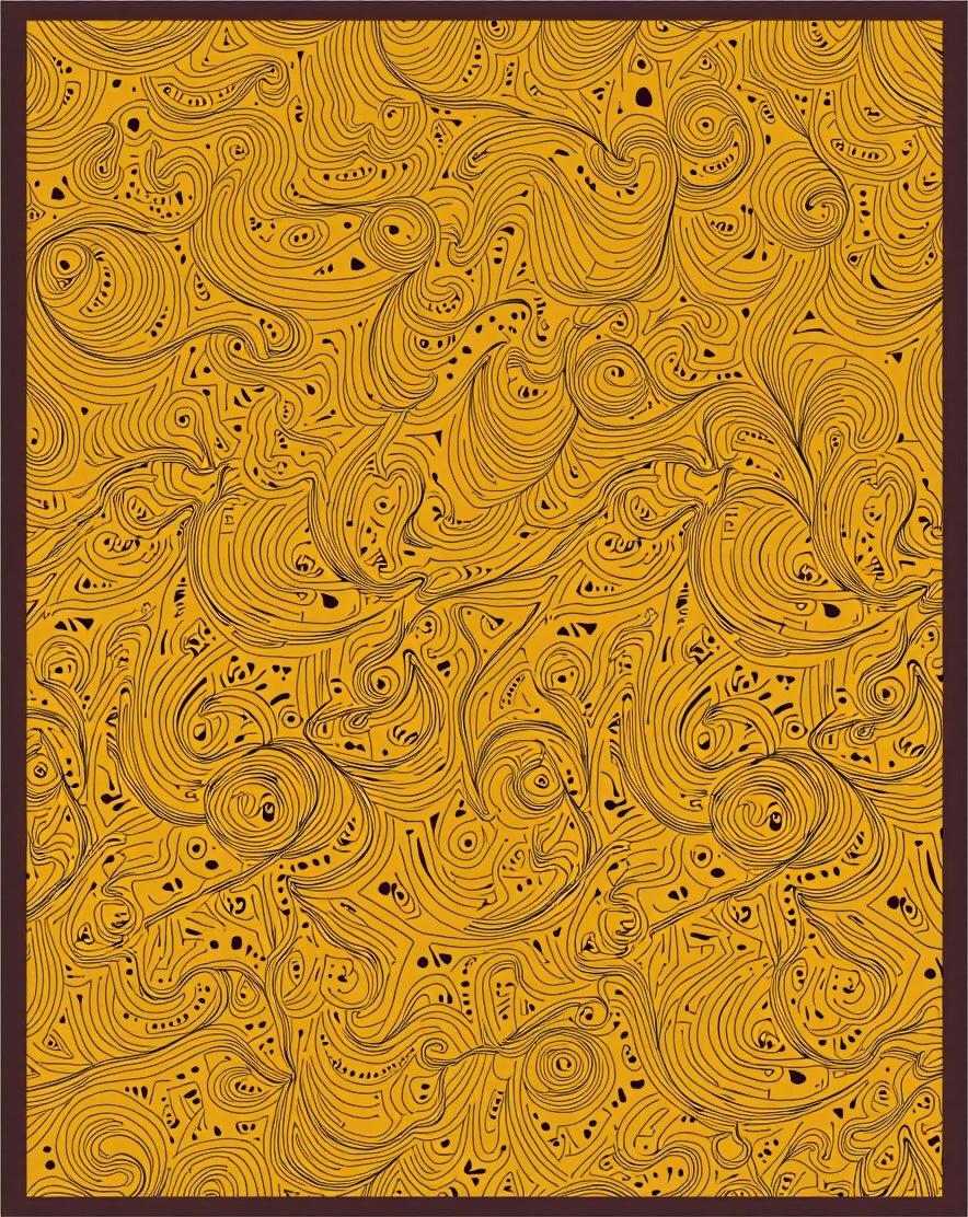 Golden Swirls Flowing Abstract Art Rug