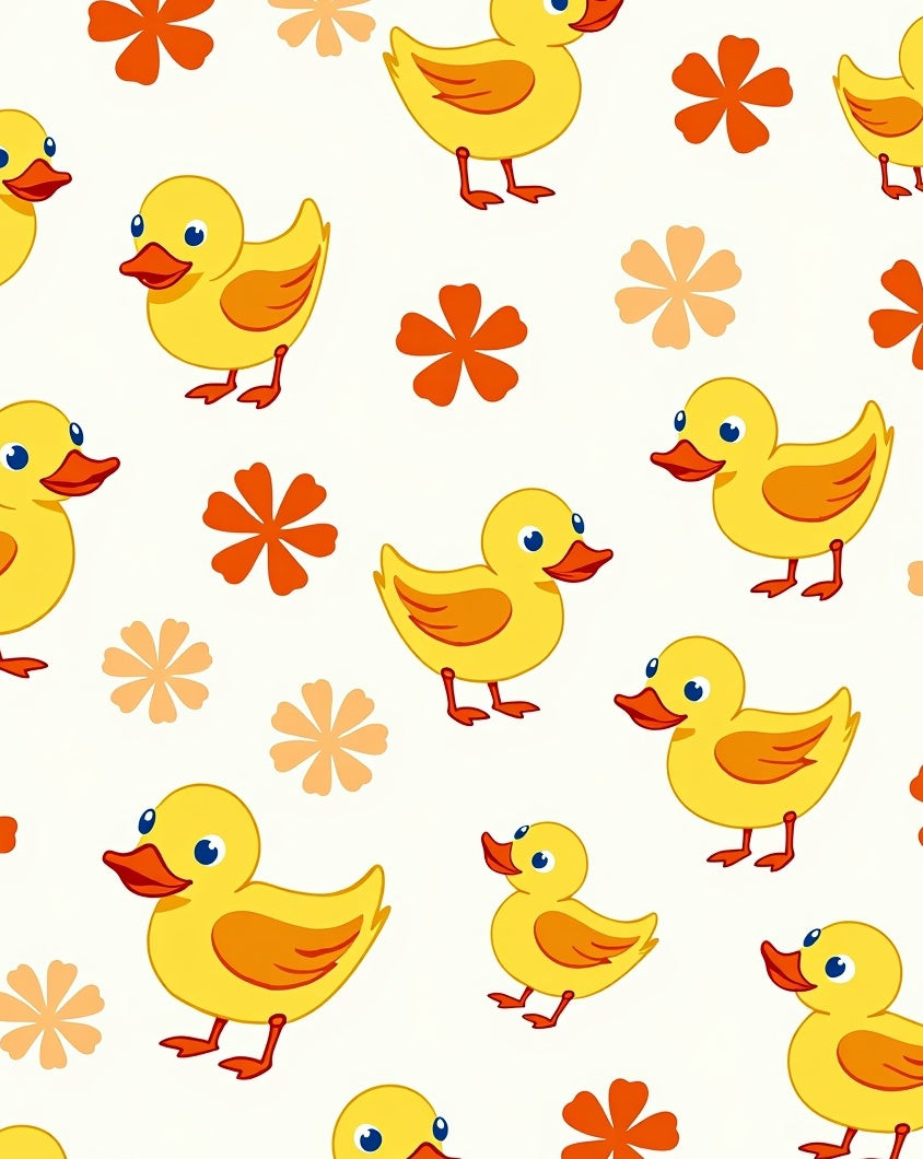 Whimsical Yellow Duckling Floral Ensemble Rug
