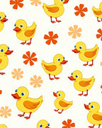 Whimsical Yellow Duckling Floral Ensemble Rug