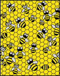 Yellow Honeycomb Bees Flying Rug