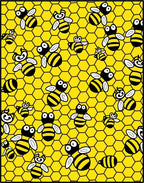 Yellow Honeycomb Bees Flying Rug