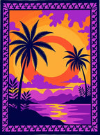 Vibrant Sunset Palms Coastal Serenity Rug