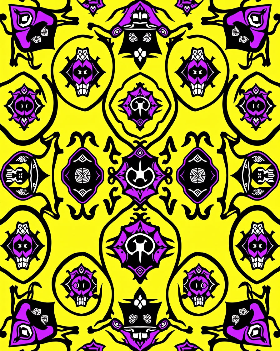 Vibrant Purple Black Yellow Geometric Forms Rug