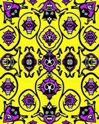 Vibrant Purple Black Yellow Geometric Forms Rug