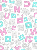 Retro Letter Collage Pink Aqua Gray Rug