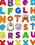 Alphabet Letters Whimsical Characters Rug