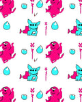 Vibrant Pink Blue Monster Drops Art Rug