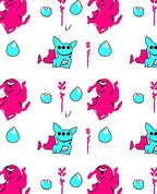 Vibrant Pink Blue Monster Drops Art Rug