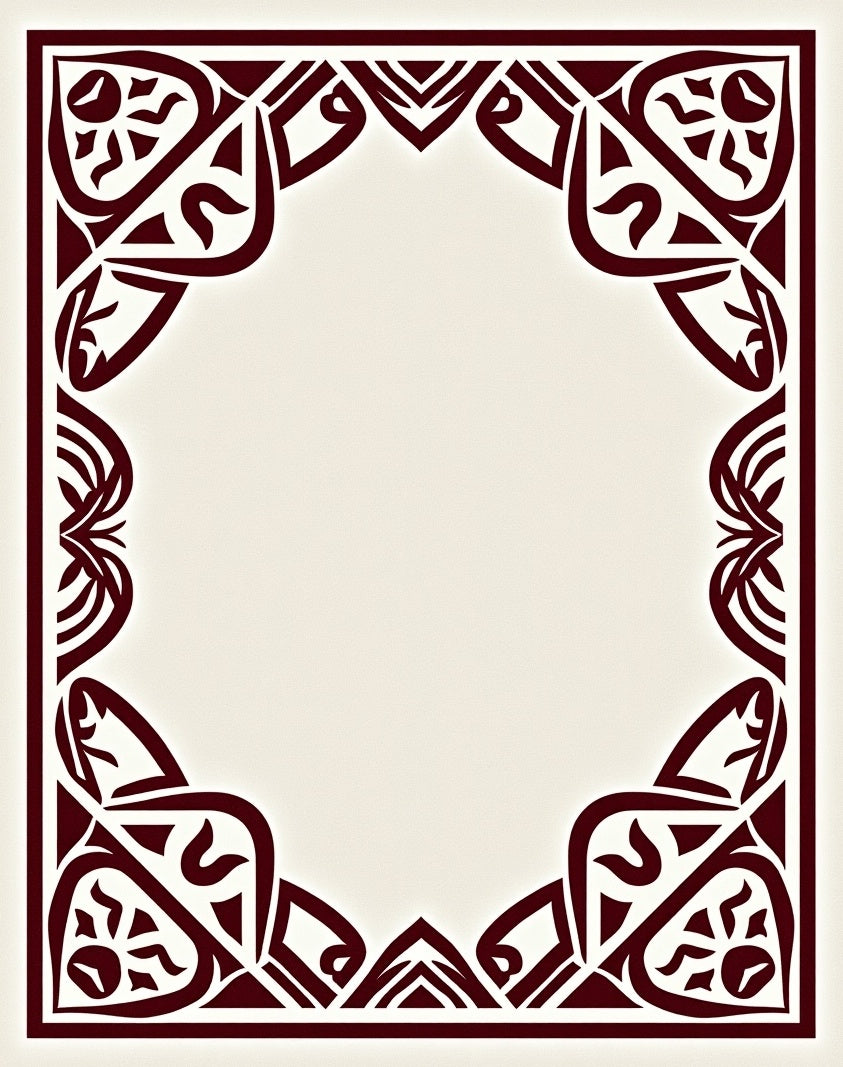 Deep Red Interlocking Geometric Frame Rug