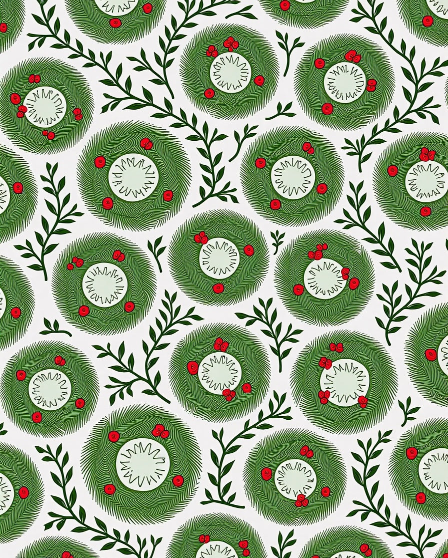 Wreath and Leaf Garland Repeat Rug