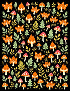 Whimsical Fox and Mushroom Forest Rug