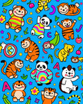 Playful Cartoon Animals Multi Color Rug