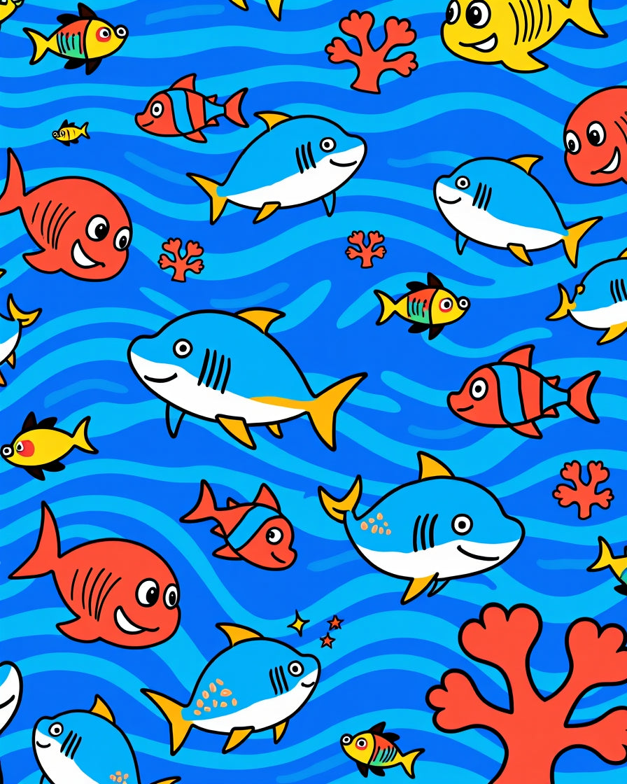 Happy Ocean Life Fish Coral Rug