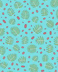 Aqua Green Leaf Scattered Pods Rug