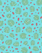 Aqua Green Leaf Scattered Pods Rug