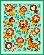 Playful Lions Giraffes Jungle Animals Rug