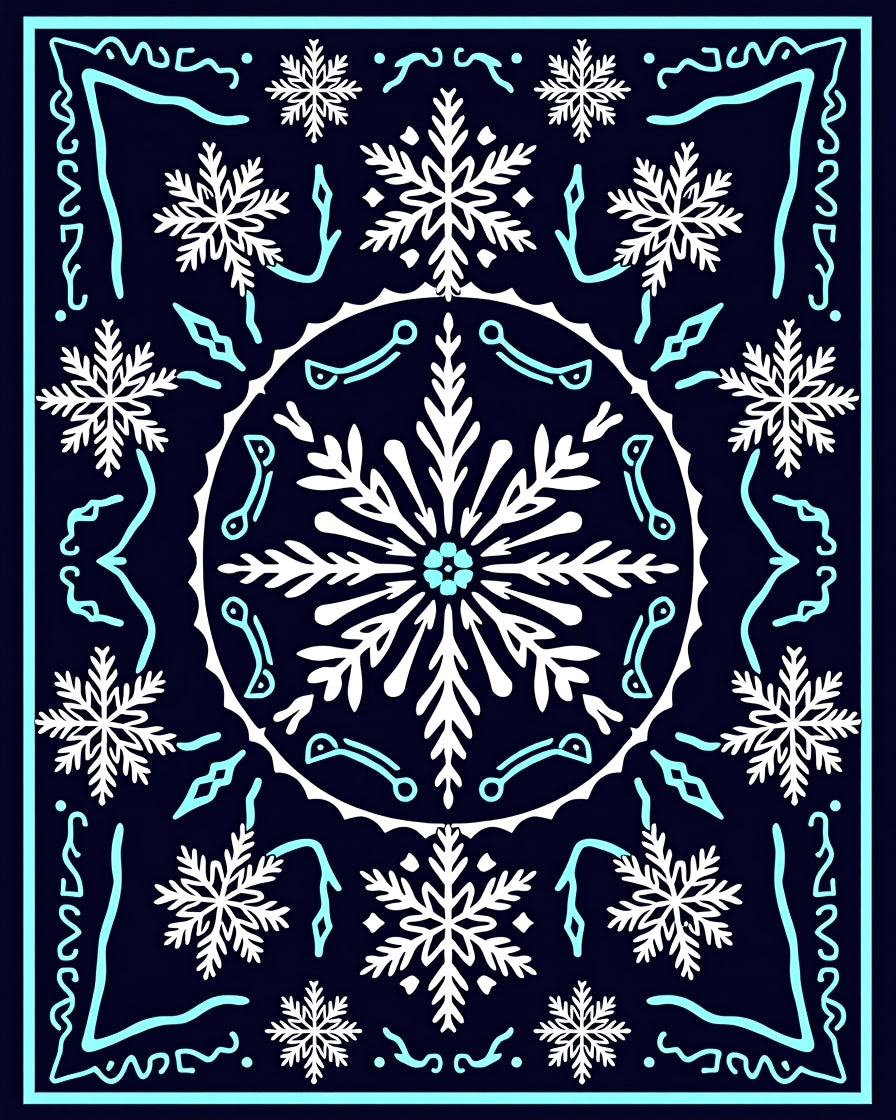 Dark Navy Snowflake Medallion Rug