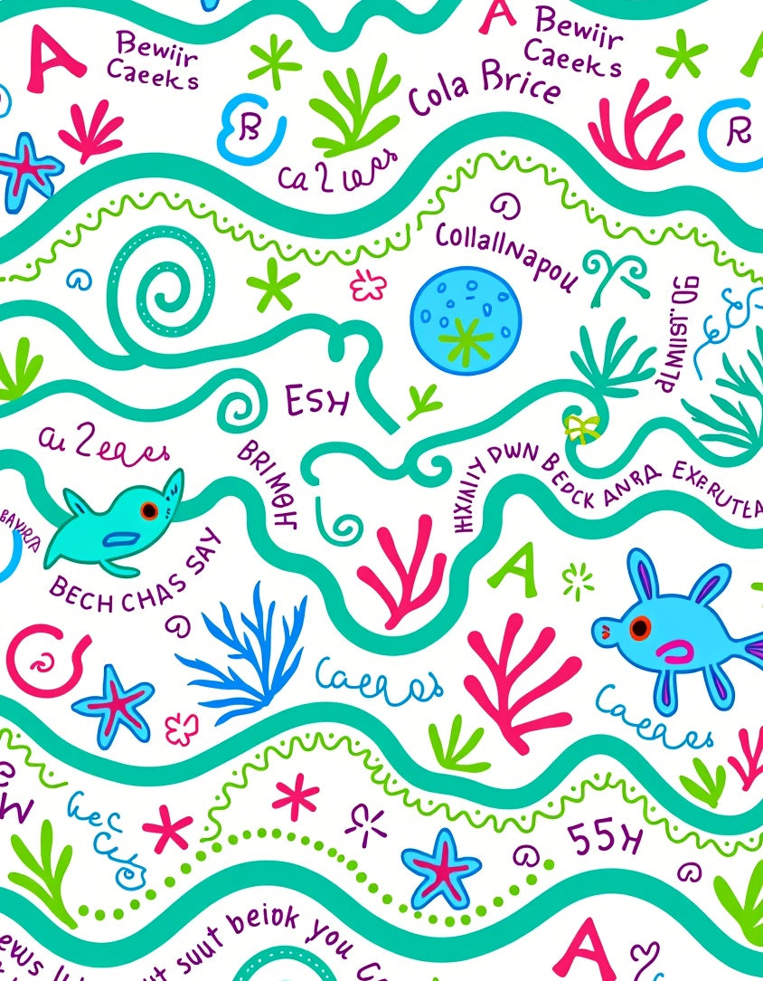 Funky Whimsical Sea Creature Swirls Rug