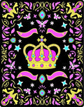 Bold Pink Yellow Crown Starburst Rug
