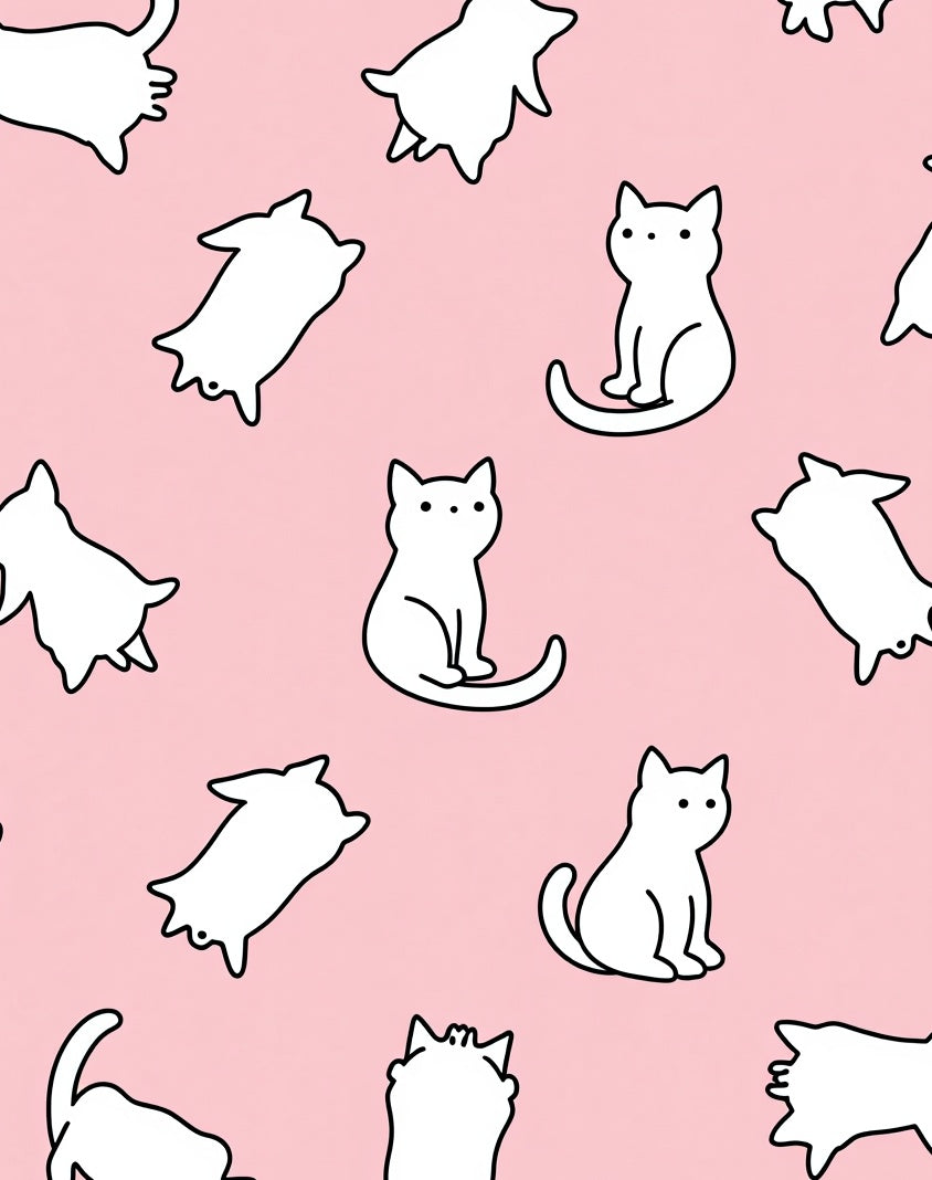 Charming White Cats Pink Background Rug