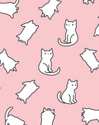 Charming White Cats Pink Background Rug